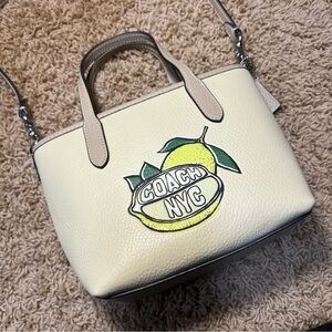 NWT Coach Mini City Tote Lemon Print Crossbody Bag + Receipt & Bag